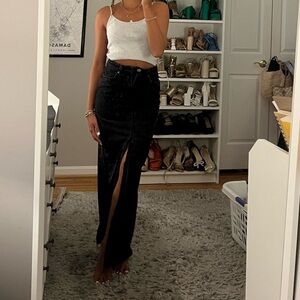 NAJD black long denim skirt